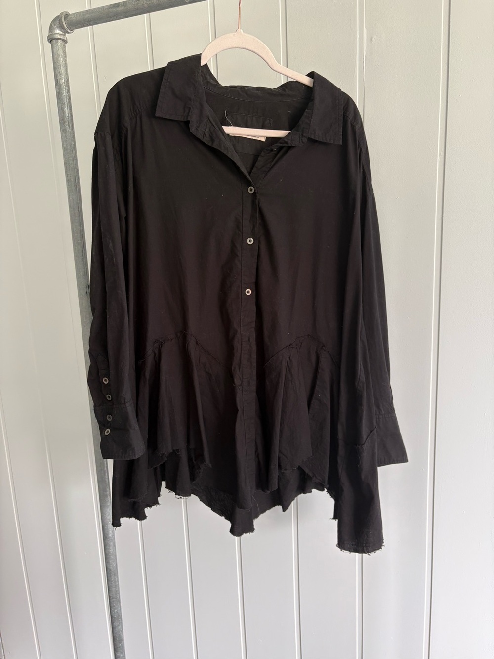 Free People Black Long Sleeve Tunic Blouse